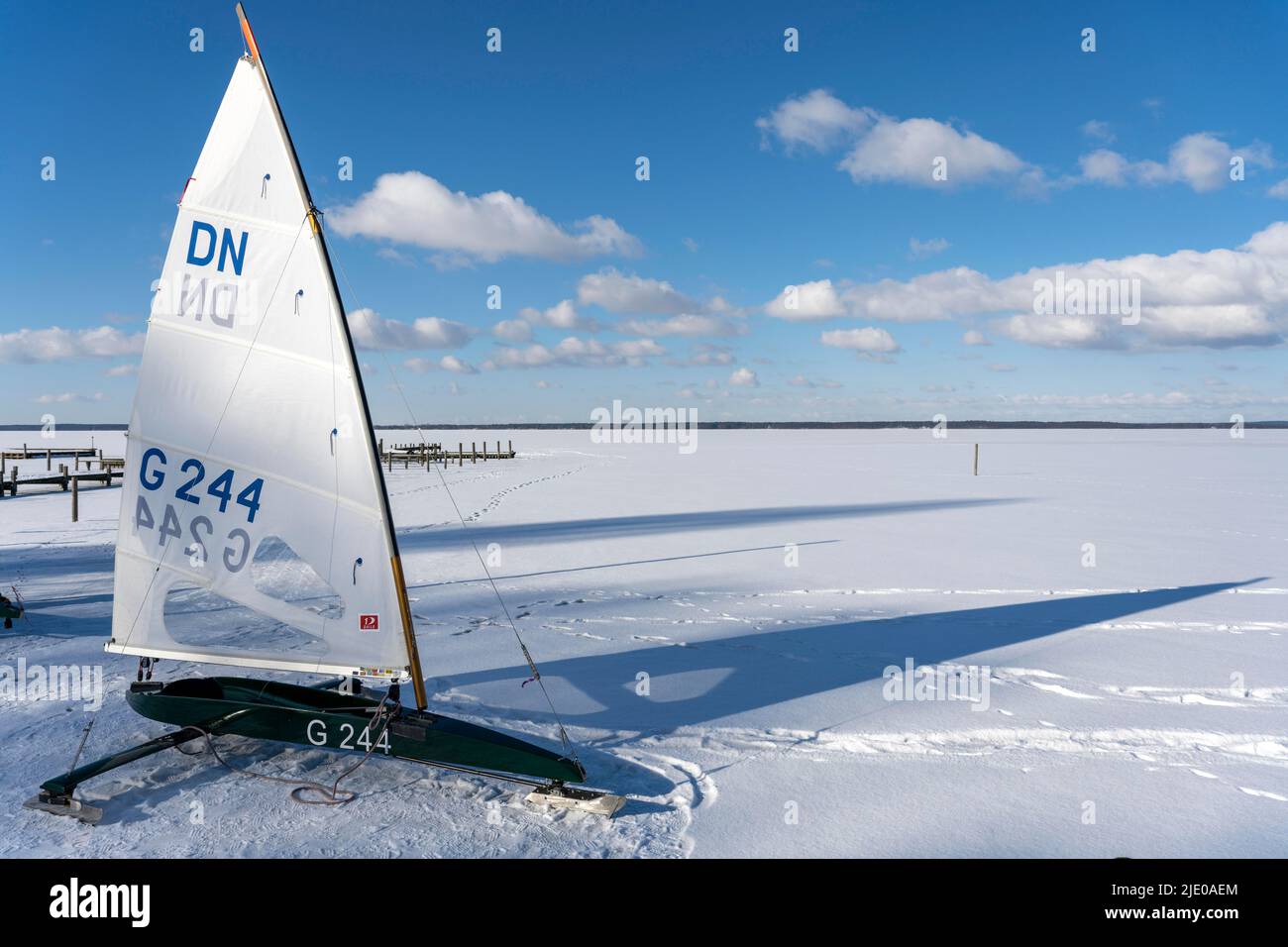 Ice Gliders on Lake Steinhude Winter Stock Photo