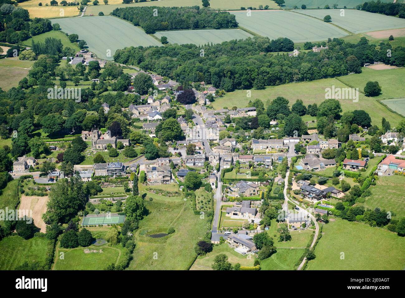 An aerial view of Kirby Overblow Harrogate, North Yorkshire, Northern England, UK Stock Photo