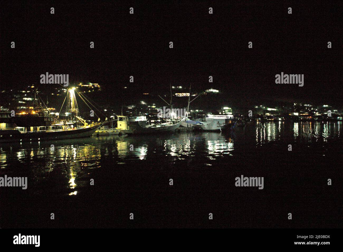Night view of Port Labuan Bajo in Labuan Bajo, Komodo, West Manggarai, East Nusa Tenggara, Indonesia. Stock Photo