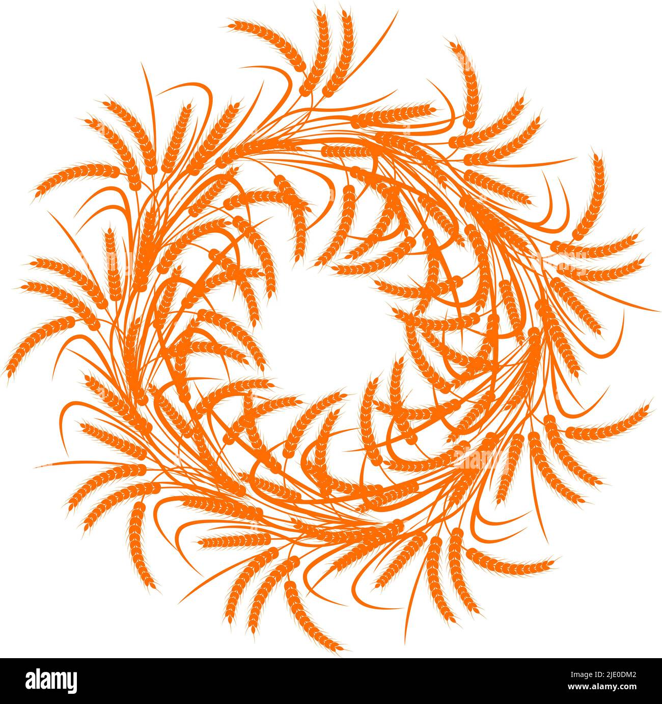 Circle, wreath of ears of wheat on a transparent background. Single color vector illustration Stock Vector