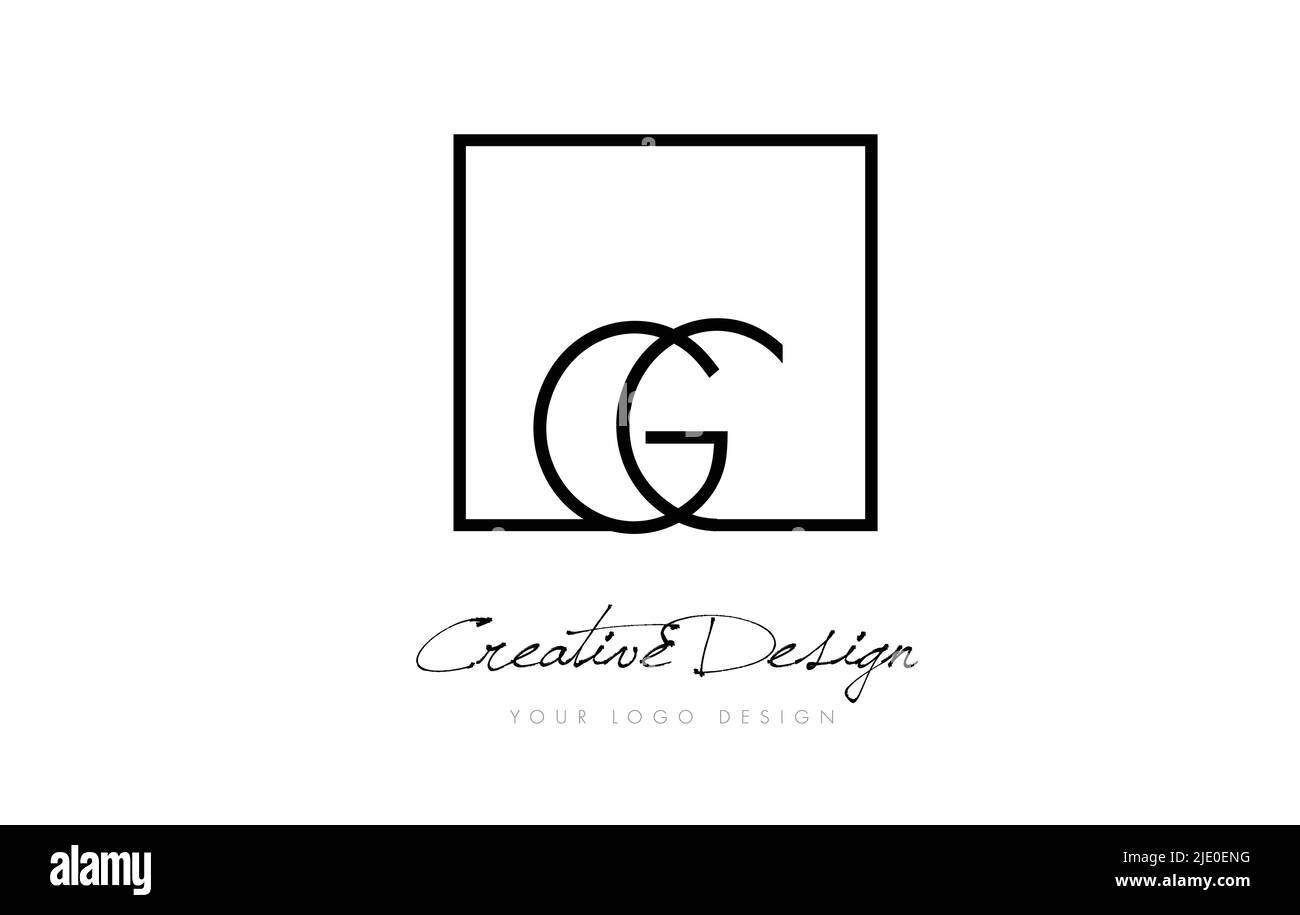 GC Square Framed Letter Logo Design Vector with Black and White Colors ...