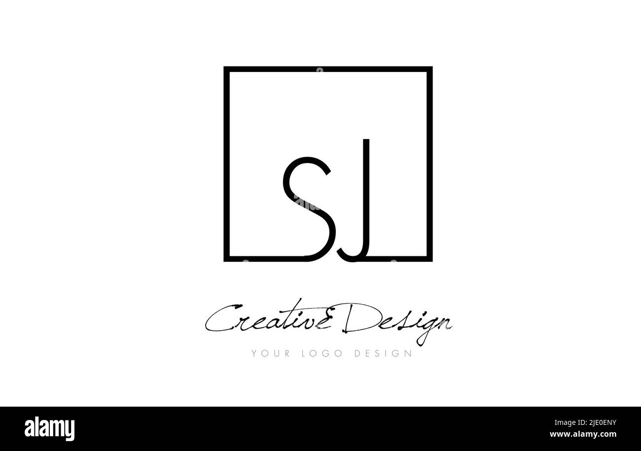 SJ Square Framed Letter Logo Design Vector with Black and White Colors ...