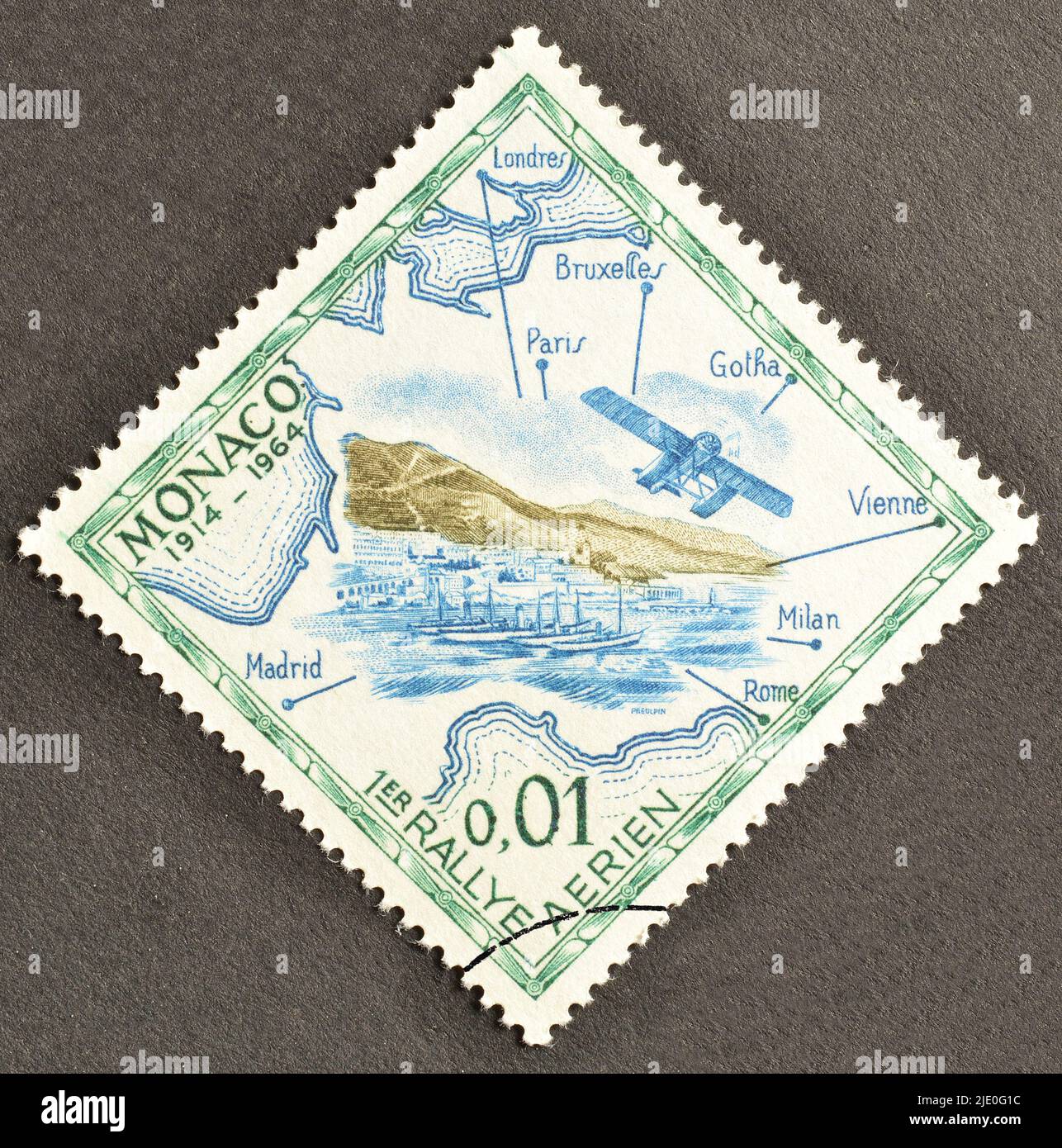 Cancelled postage stamp printed by Monaco, that shows Monte Carlos ...