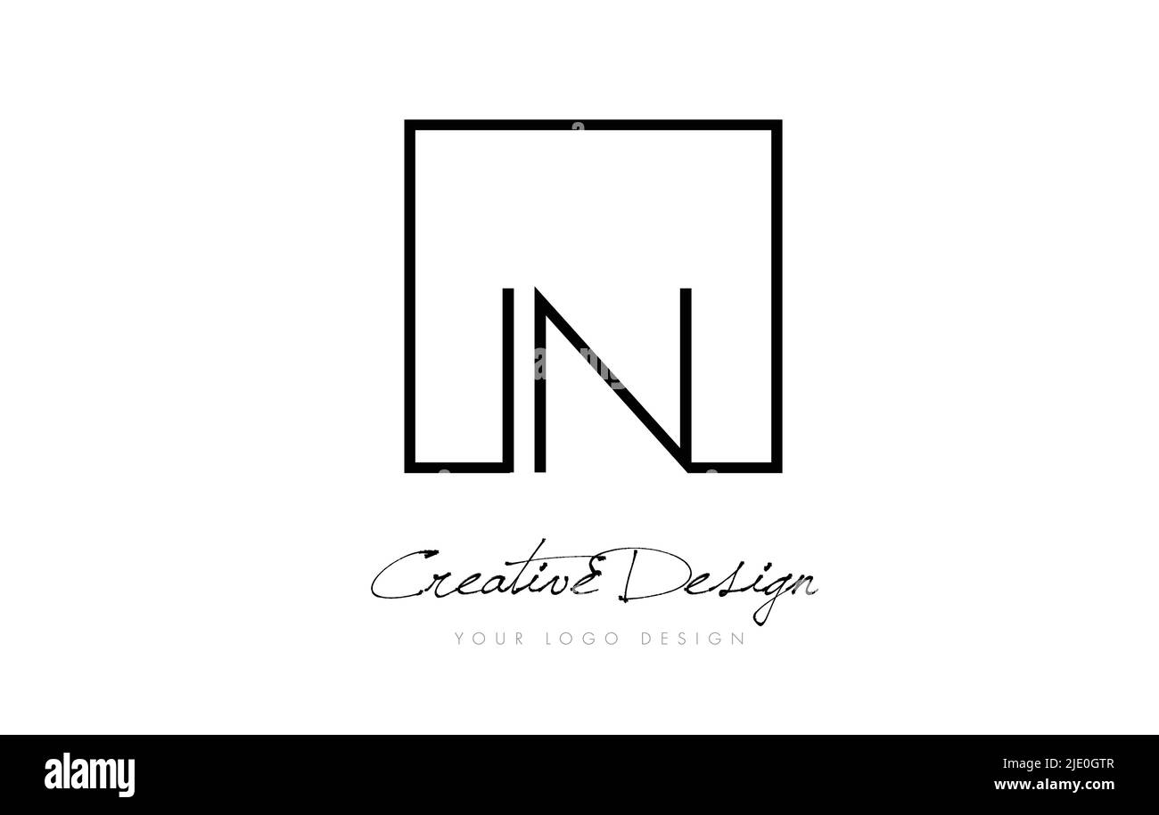 IN Square Framed Letter Logo Design Vector with Black and White Colors ...