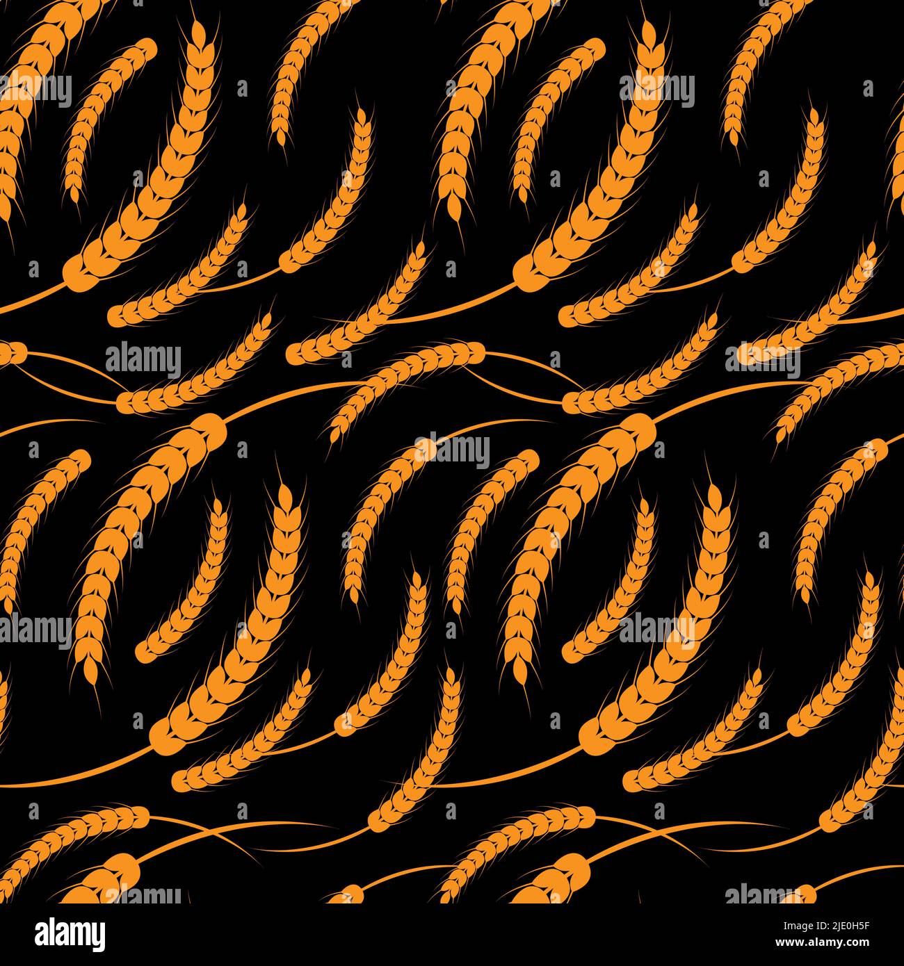 Seamless pattern ears of wheat on a black background. Single color vector illustration Stock Vector