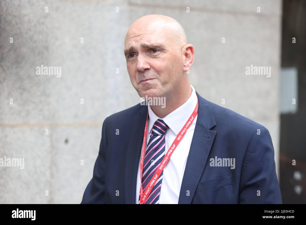 Former Assistant Chief Constable Paul Fullwood speaks to the media outside the Old Bailey, London, after James Watson was jailed for life with a minimum term of 15 years for the murder of six-year-old schoolboy Rikki Neave in 1994. Picture date: Friday June 24, 2022. Stock Photo