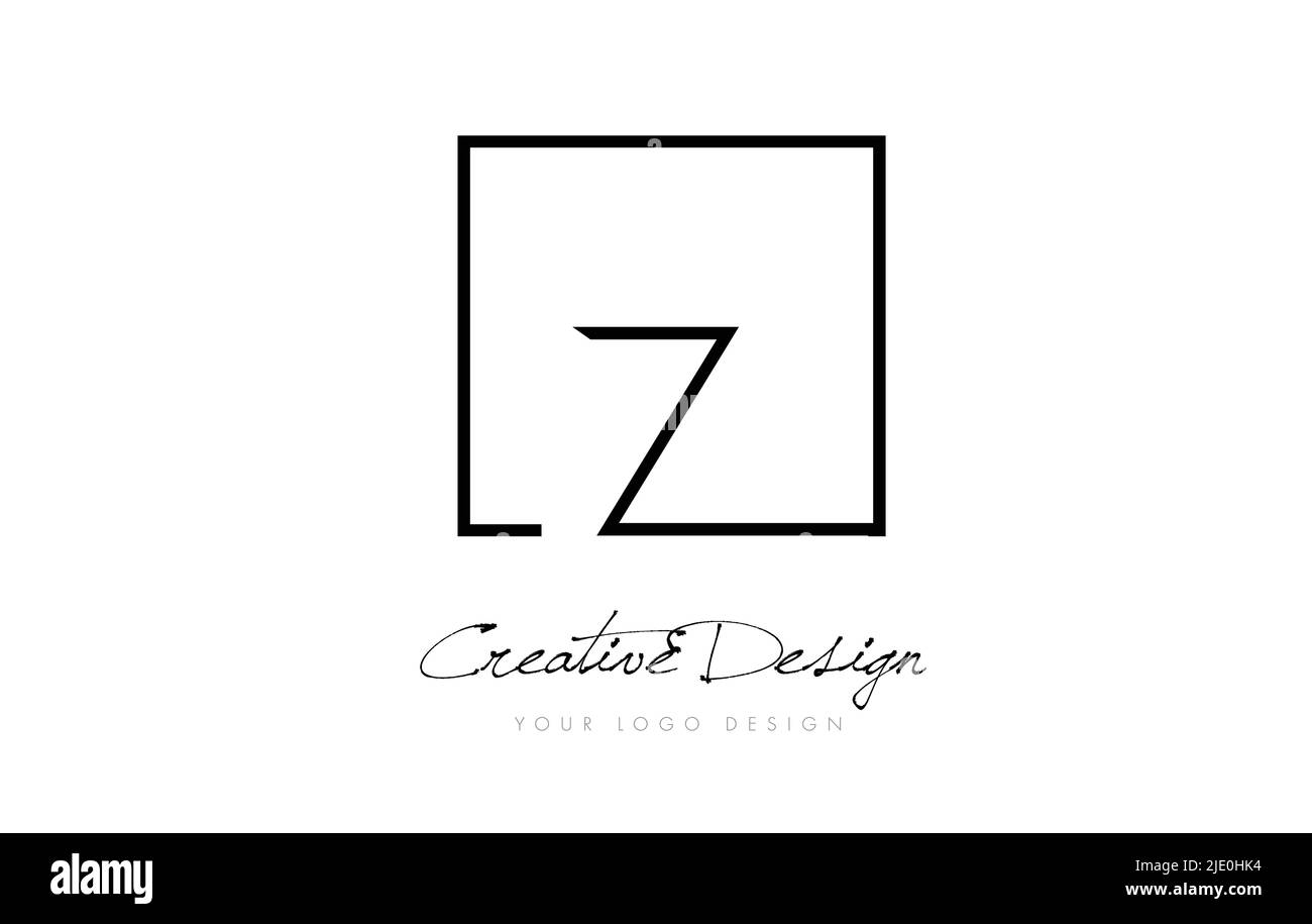 Z Square Framed Letter Logo Design Vector with Black and White Colors