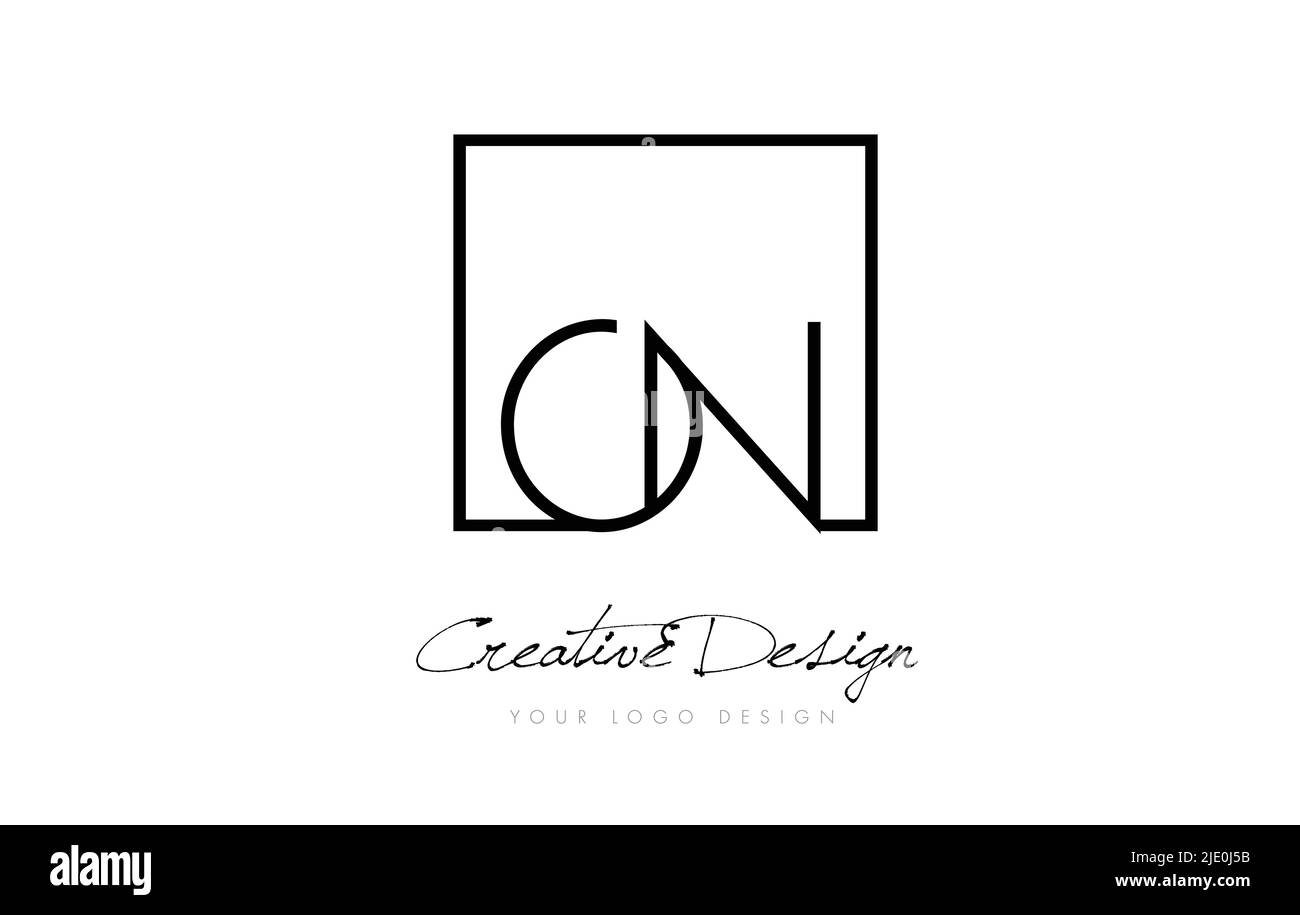 ON Square Framed Letter Logo Design Vector with Black and White Colors ...