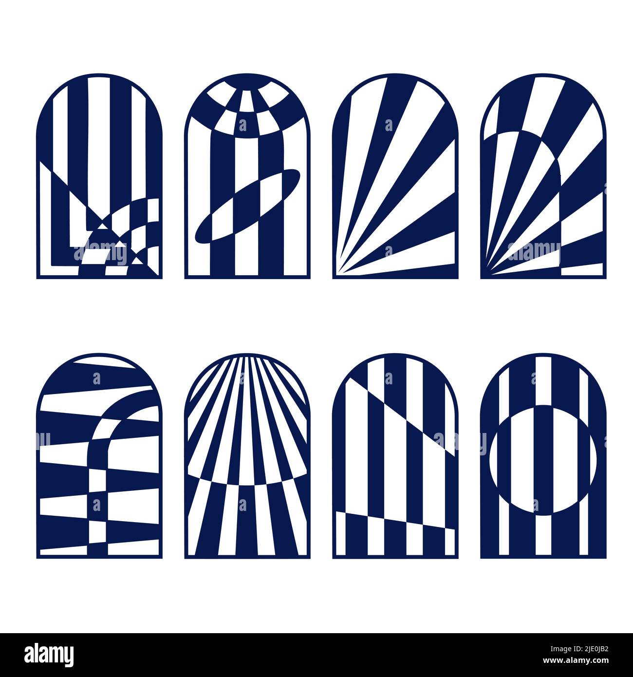 Minimal abstract boho posters set. Geometric shapes rays circles