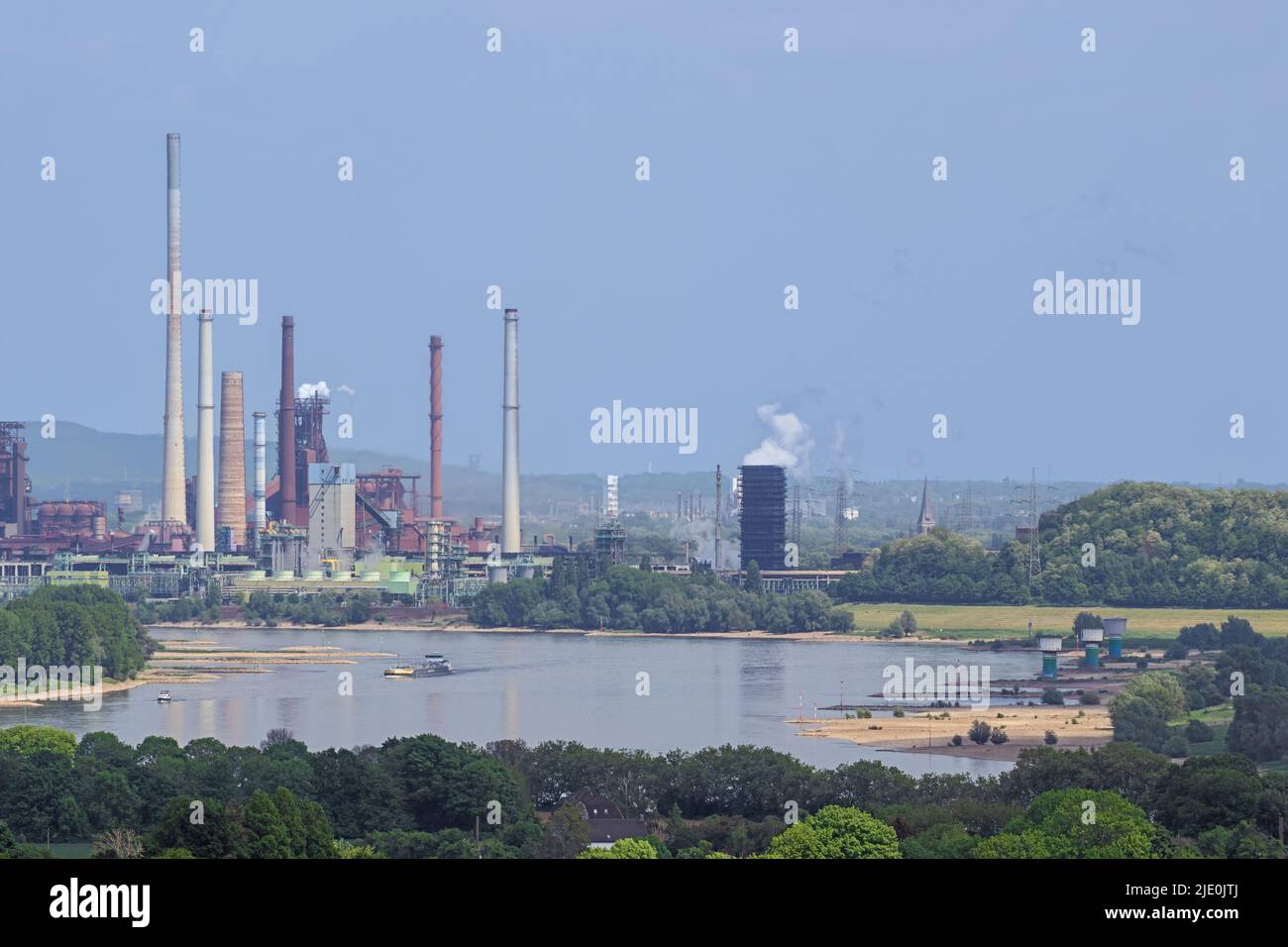 Blast furnace and coking plant next to the Rhine, seen from the Halde Rheinpreussen near Duisburg Stock Photo