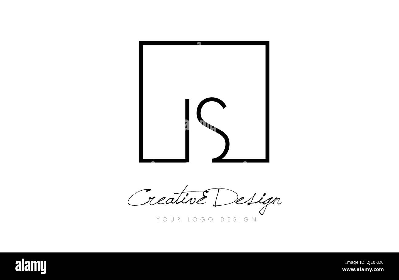 IS Square Framed Letter Logo Design Vector with Black and White Colors ...