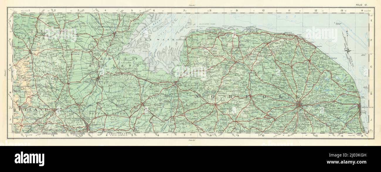 Northern Norfolk Southern Lincolnshire Rutland. ORDNANCE SURVEY 1922 old map Stock Photo