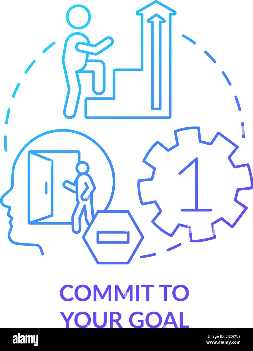 Commit to your goal blue gradient concept icon Stock Vector