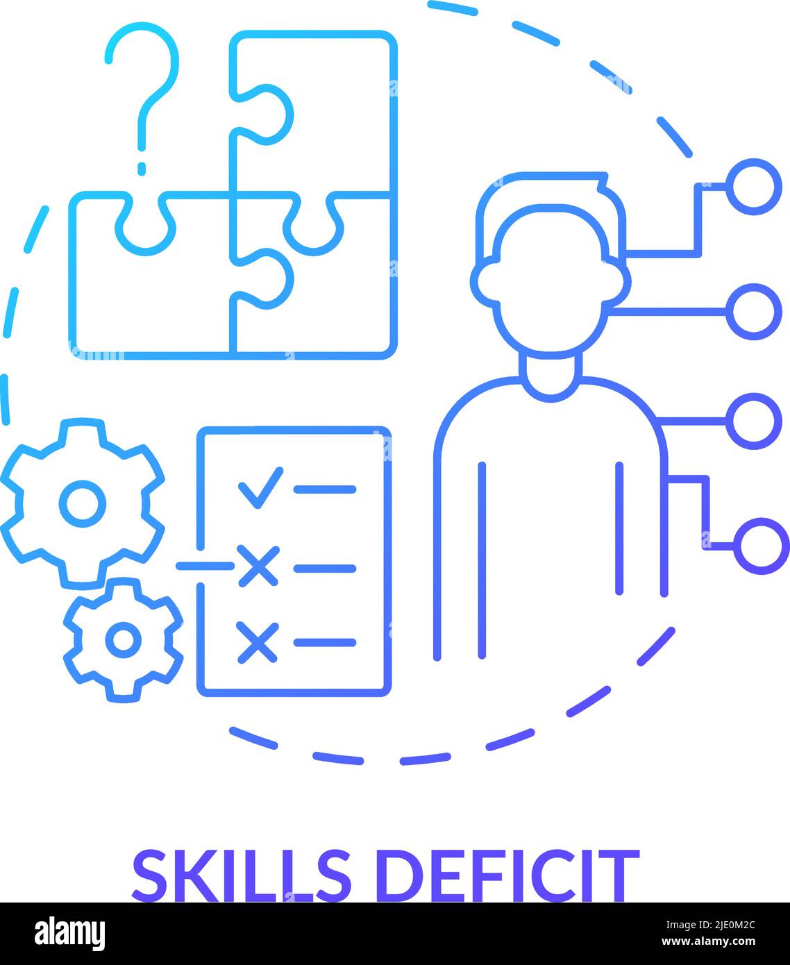 Skills deficit blue gradient concept icon Stock Vector