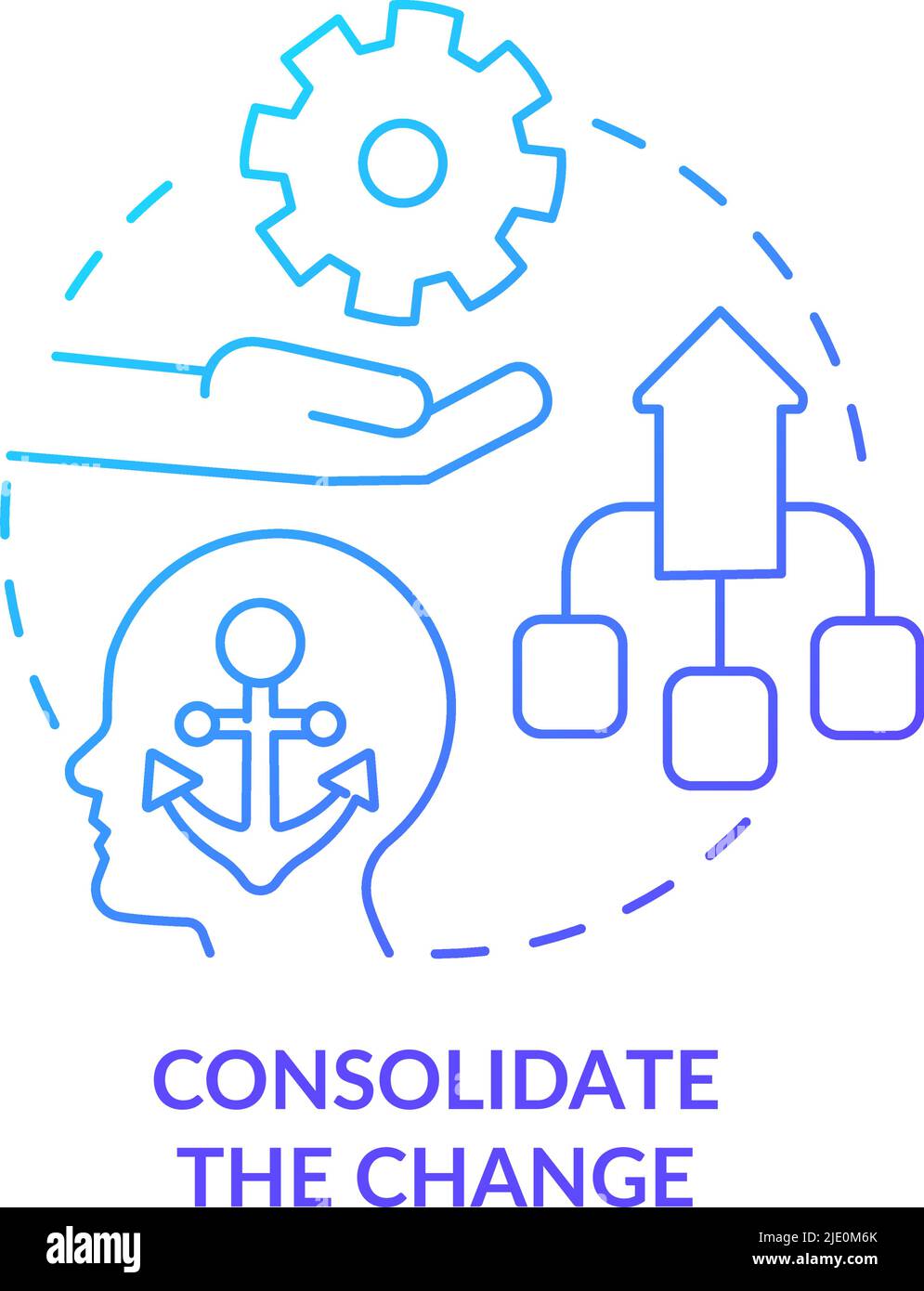 Consolidate change blue gradient concept icon Stock Vector