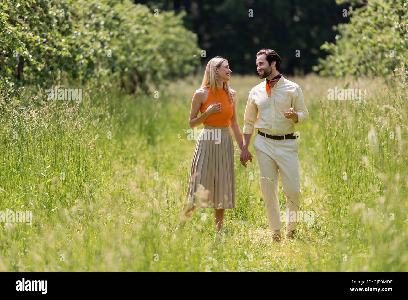 Cheerful man talking holding hands hi-res stock photography and images ...