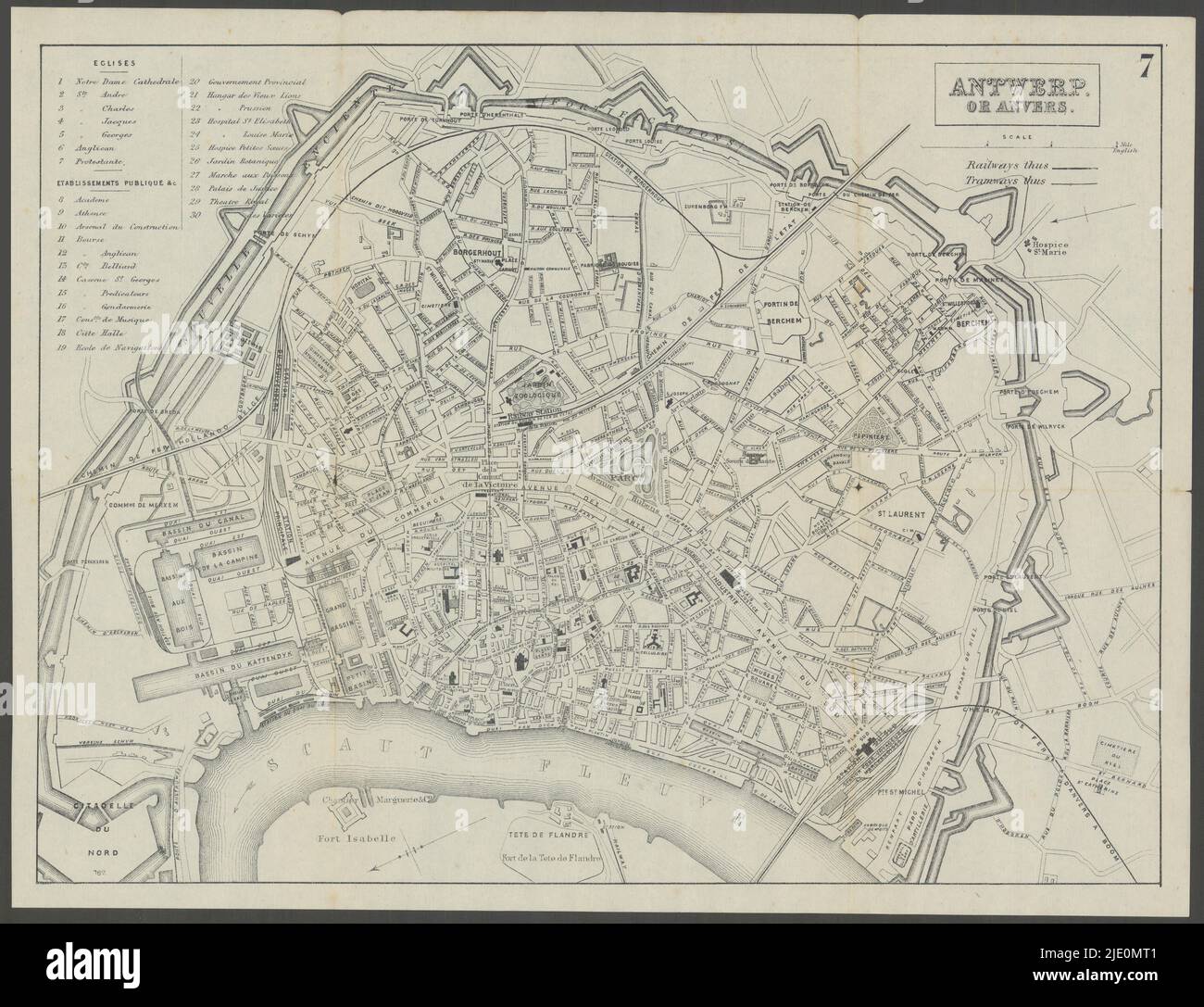 ANTWERP. Antwerpen. Anvers. town city plan 1882 old antique map chart Stock Photo