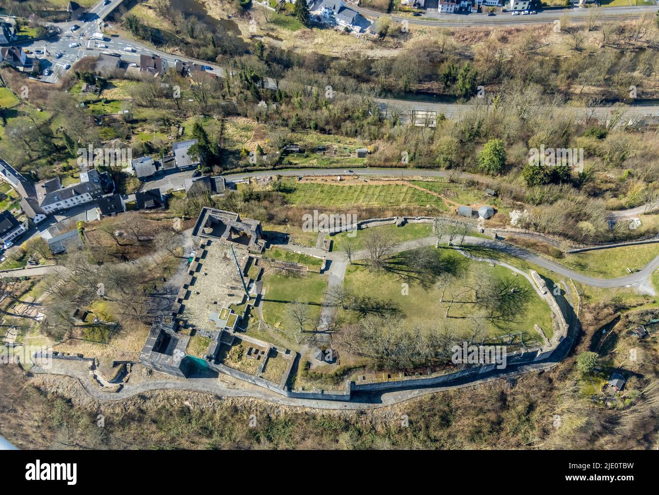 Luftbild, Schlossruine Arnsberg, Sauerland, Nordrhein-Westfalen, Deutschland, Arnsberg, Burg, DE, Europa, Luftaufnahme, Luftbildfotografie, Luftfotogr Stock Photo