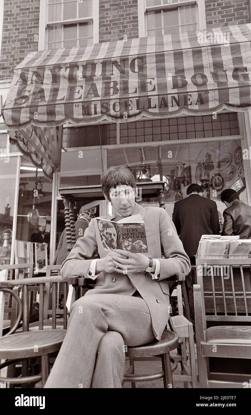 PETE TOWNSHEND of tThe Who visits his aunt's bric-a-brac shop in north London on 8 October 1966. Photo: Tony Gale Stock Photo