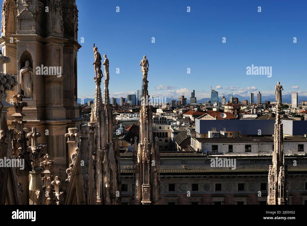 Milan, overview from the terraces of the Duomo. Stock Photo