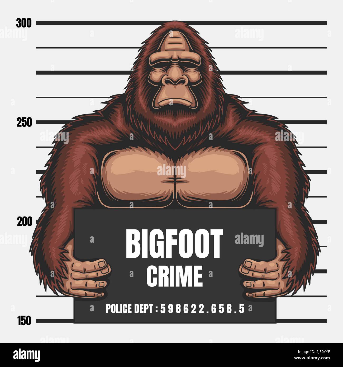 Bigfoot crime vector illustration Stock Vector