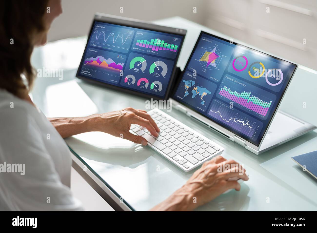 KPI Dashboard Data Analytics On Business Laptop Stock Photo