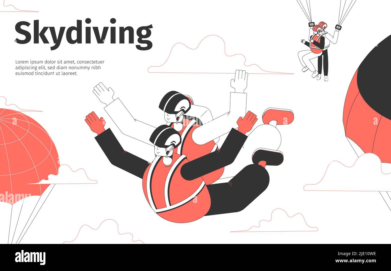 Isometric background with couples of people doing sky diving 3d vector