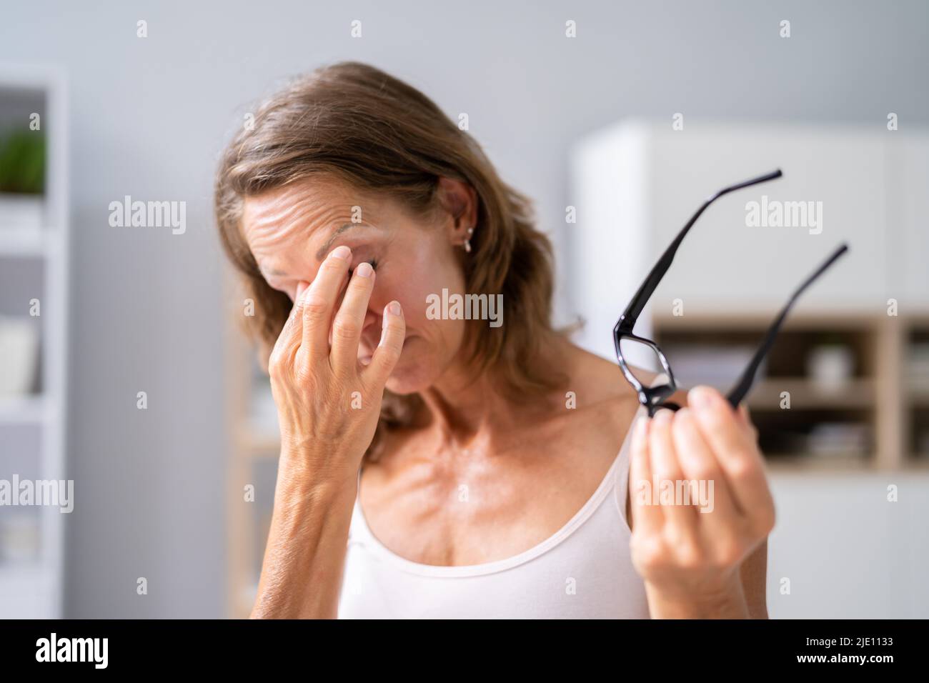 Eye Glaucoma Or Tired Dry Eyesight. Conjunctivitis And Itching Stock Photo