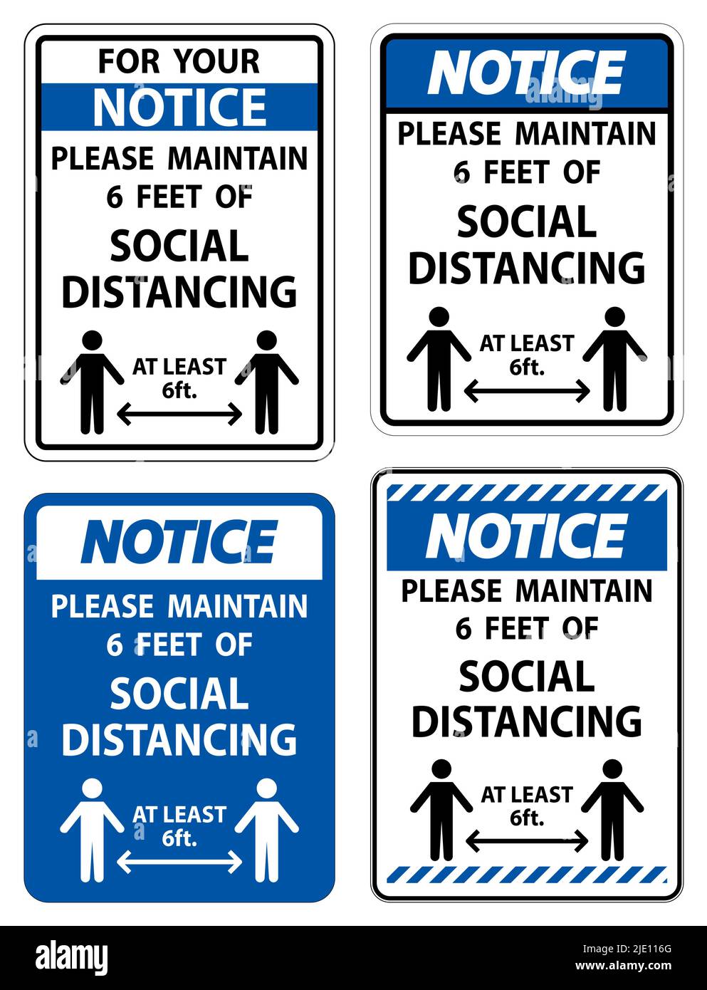 Notice For Your Safety Maintain Social Distancing Sign on white ...