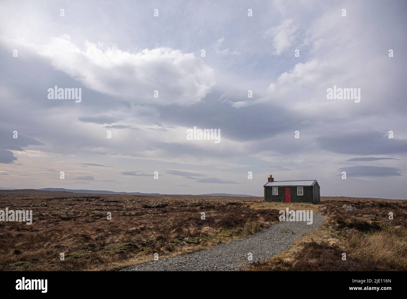 Isolated bothy, house, Isle of Lewis, Outer Hebrides, Scotland Stock