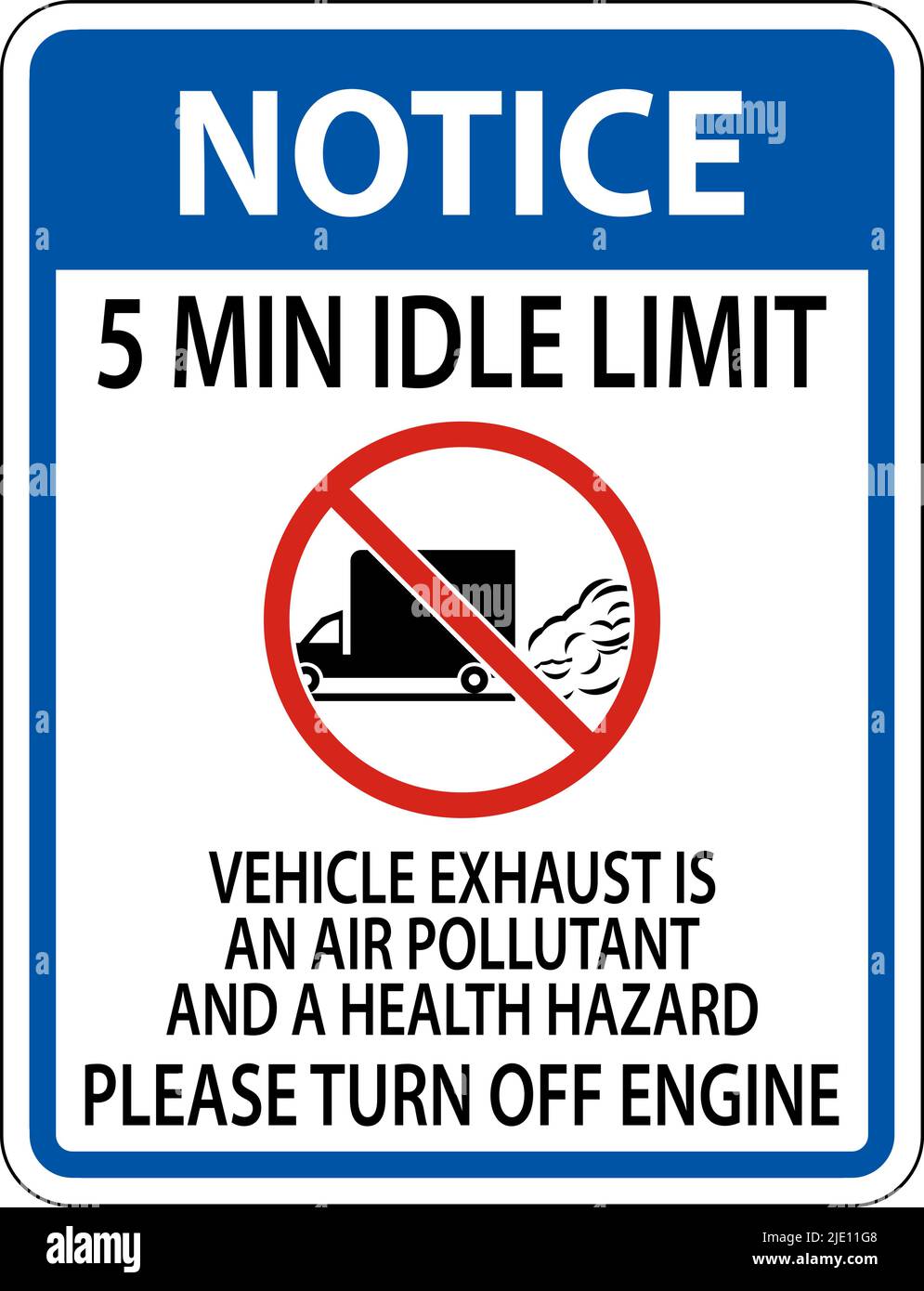 Notice 5 Min Idle Limit Sign On White Background Stock Vector