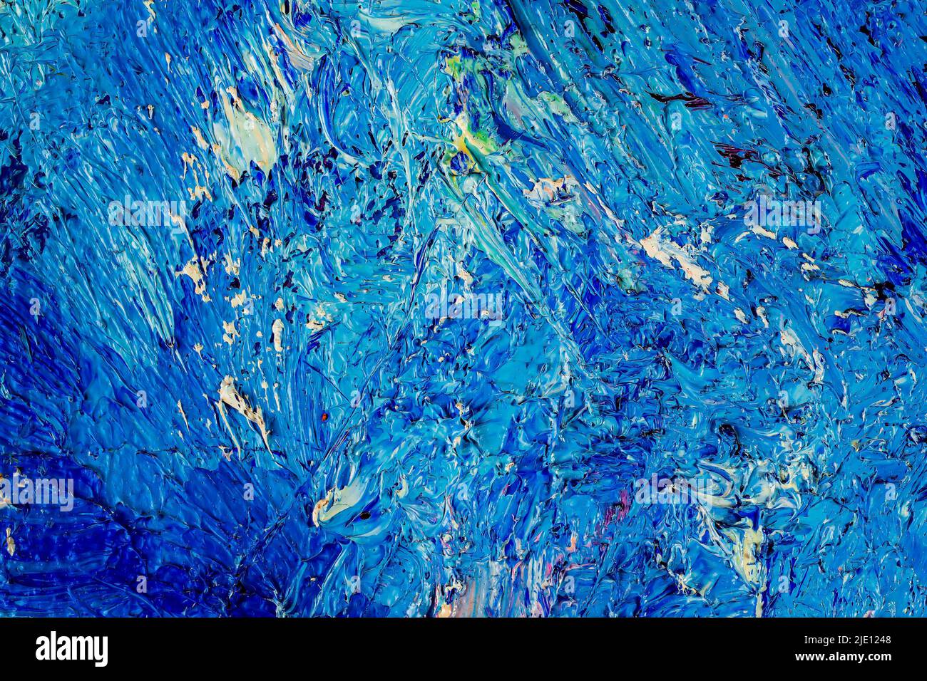 Detail of artistic abstract oil painted background. Blue. Stock Photo