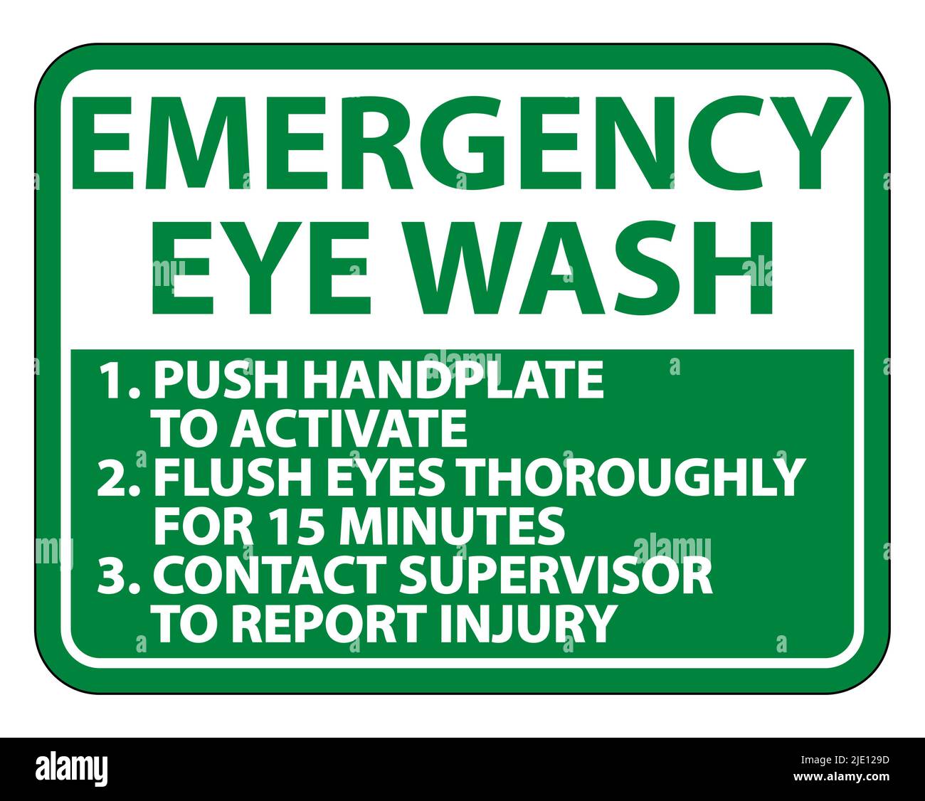 Emergency Eye Wash Instructions Sign Isolate On White Background,Vector Illustration Stock