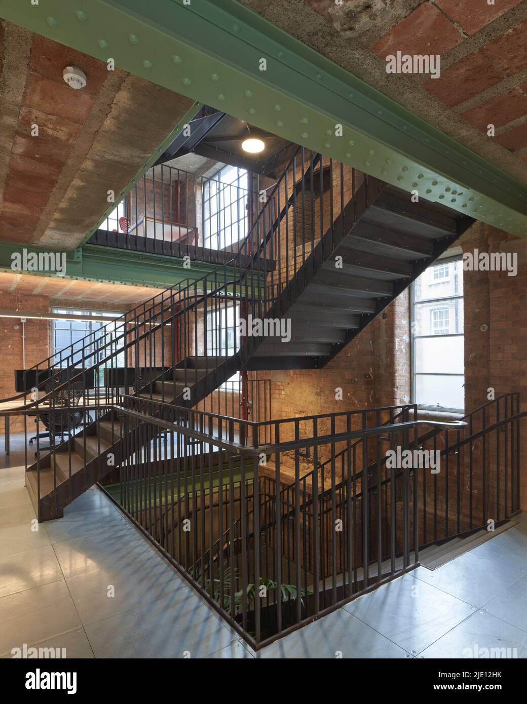 Staircase. 16 Chart Street Engineers Office, London, United Kingdom. Architect: Ian Chalk Architects , 2022. Stock Photo