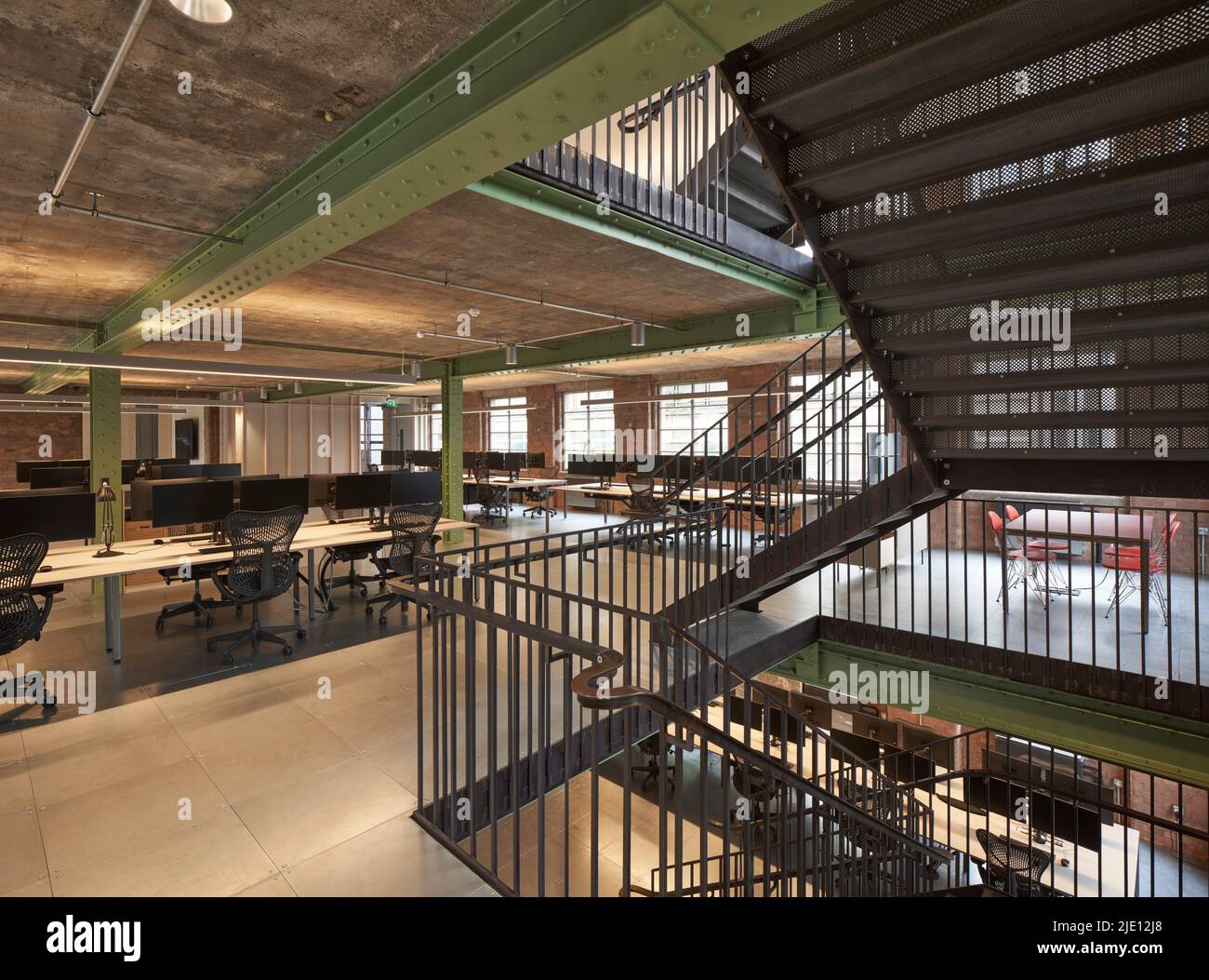 Empty work floor. 16 Chart Street Engineers Office, London, United Kingdom. Architect: Ian Chalk Architects , 2022. Stock Photo