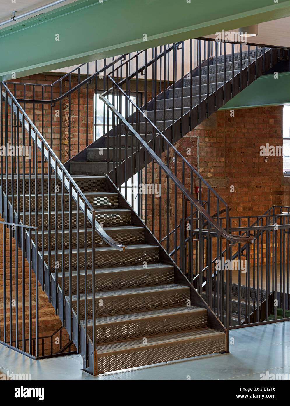 Staircase. 16 Chart Street Engineers Office, London, United Kingdom. Architect: Ian Chalk Architects , 2022. Stock Photo