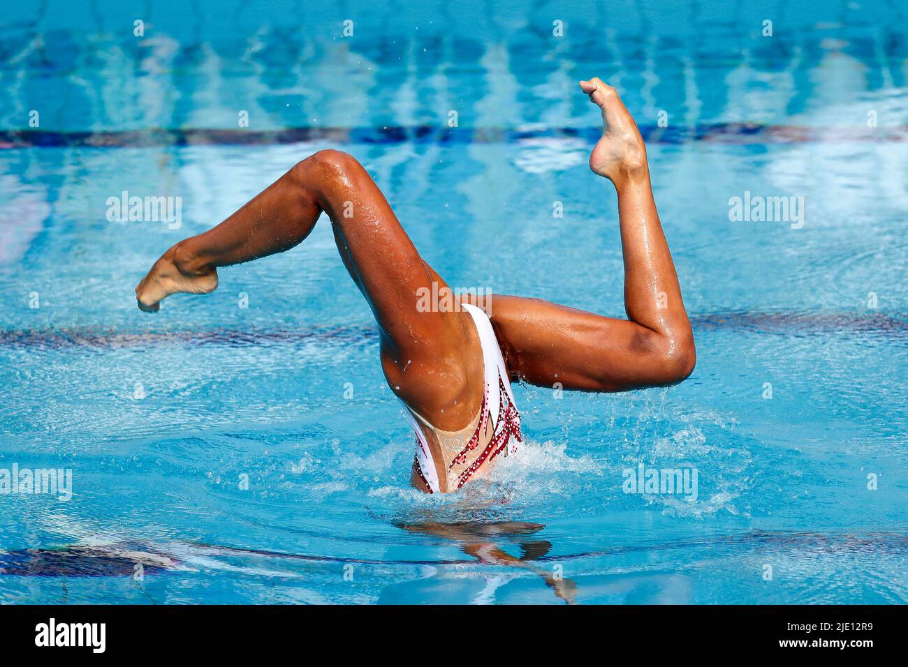 Budapest, Hungary, 22nd June 2022. Linda Cerruti of Italy competes in the Women Solo Free Final on day six of the Budapest 2022 FINA World Championships at Alfred Hajos National Aquatics Complex in Budapest, Hungary. June 22, 2022. Credit: Nikola Krstic/Alamy Stock Photo
