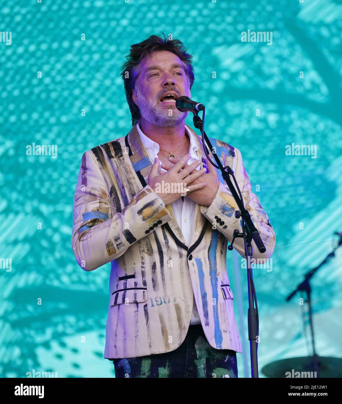 Rufus Wainwright plays on the Pyramid Stage during the Glastonbury