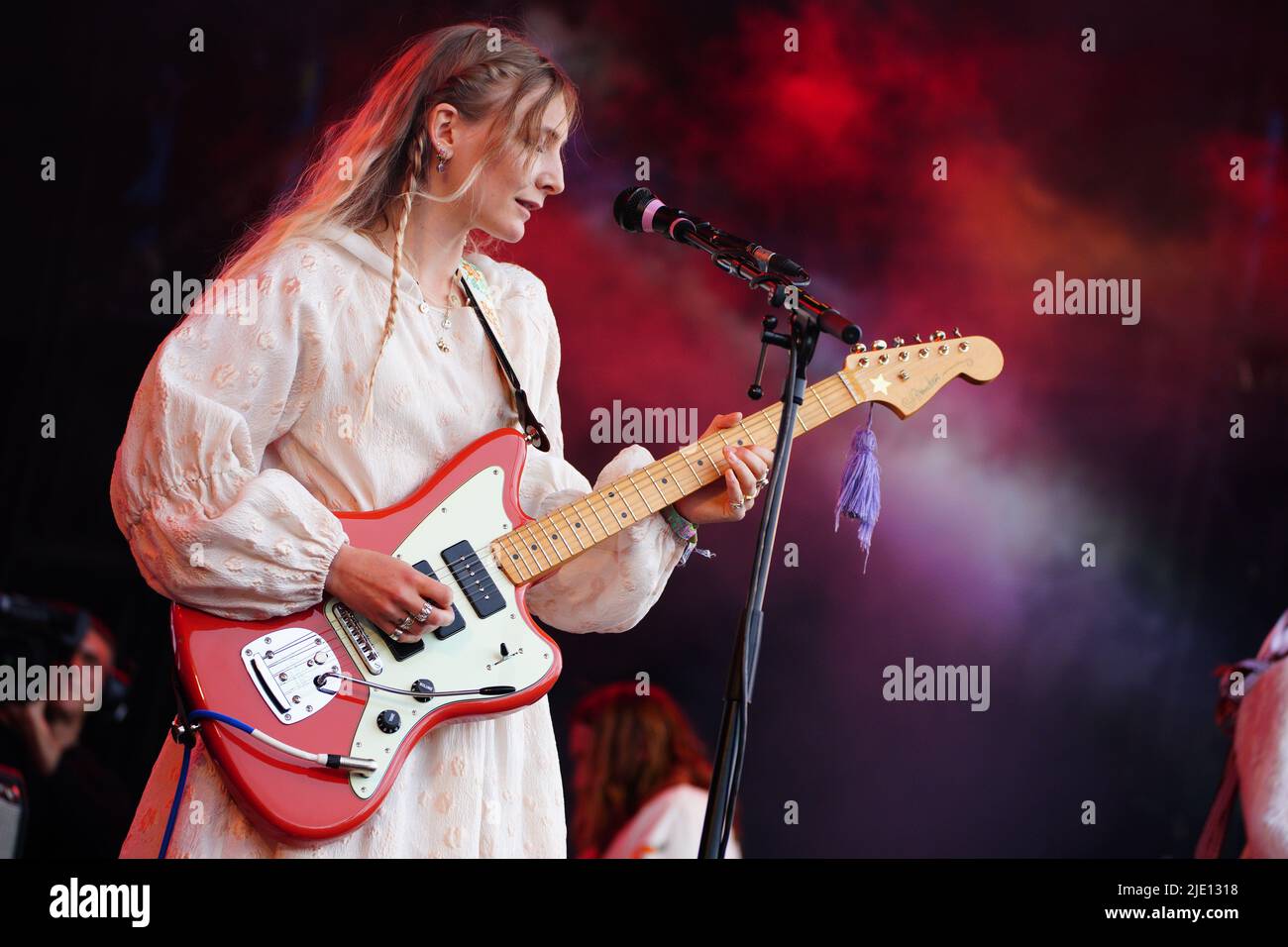 Hester Chambers of Wet Leg performing on the Park Stage during the