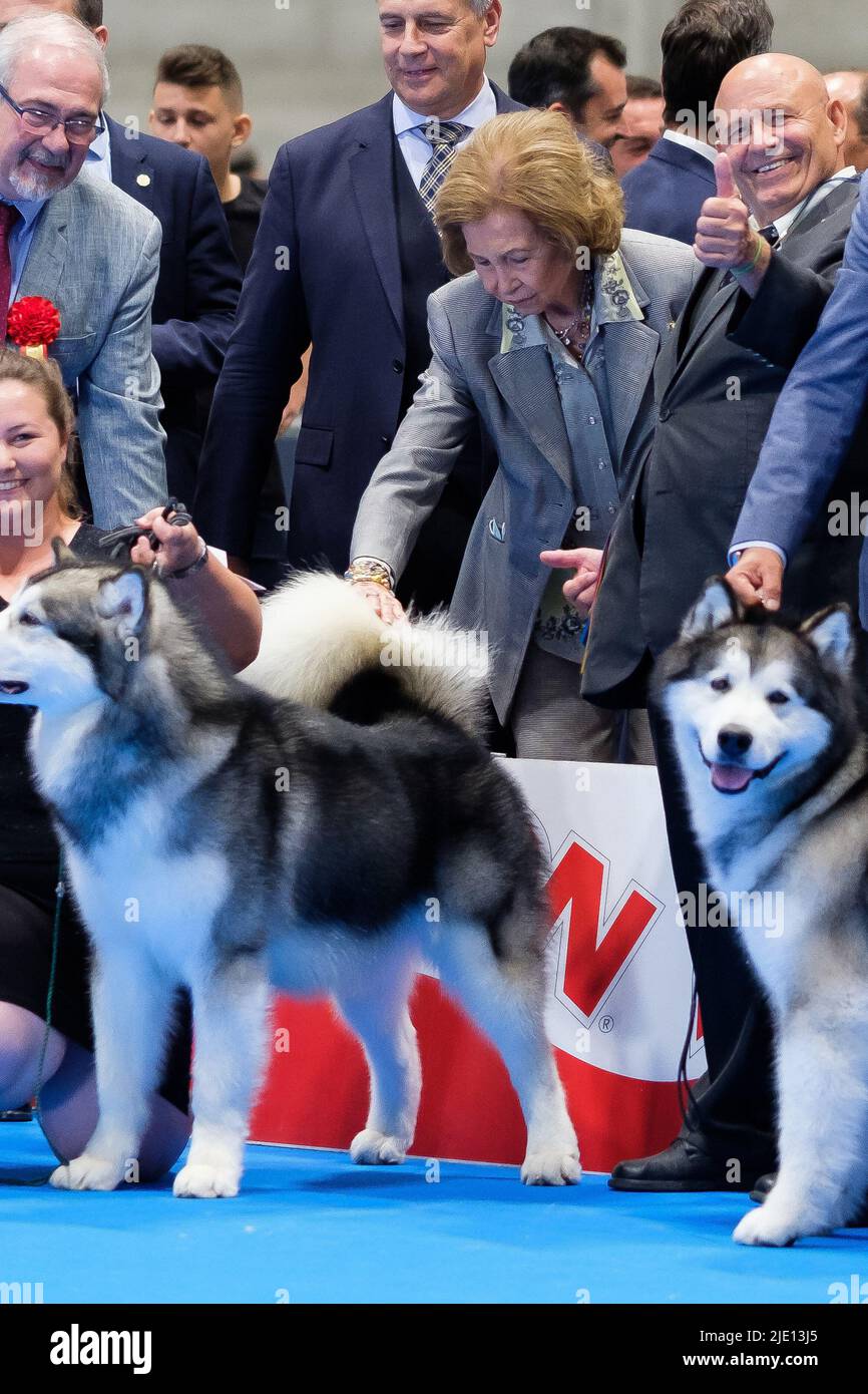 Queen Sofia of Spain seen during the inauguration of the World Dog Show