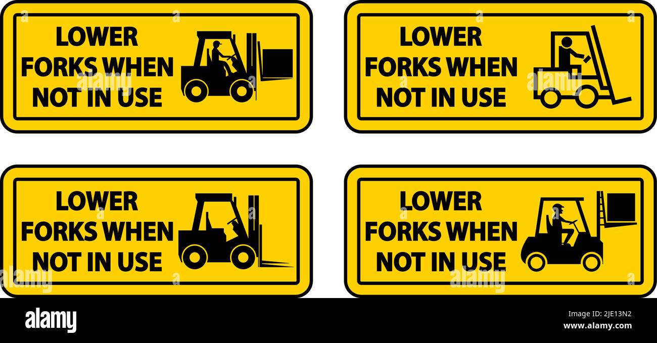 Lower Forks When Not In Use Label Sign On White Background Stock Vector