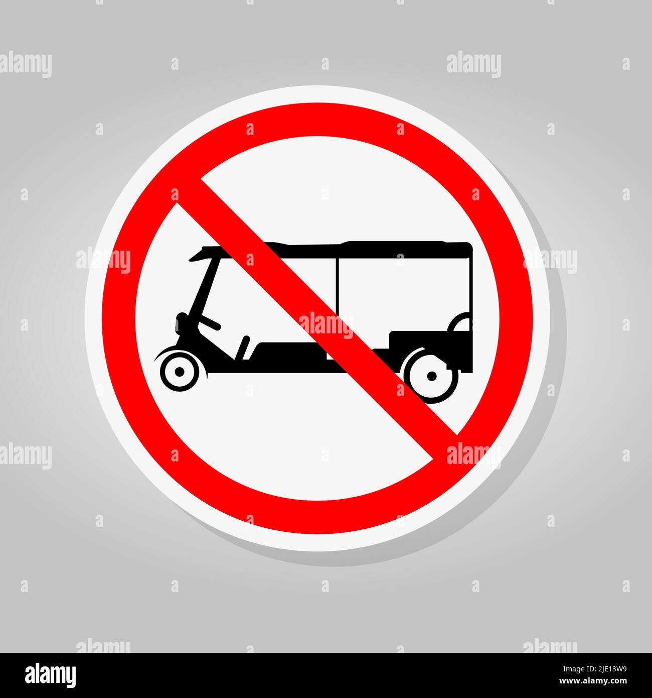 No Tuk Tuk Thailand Or Rickshaw Three Wheeled Traffic Sign Isolate On White Background,Vector Illustration Stock Vector
