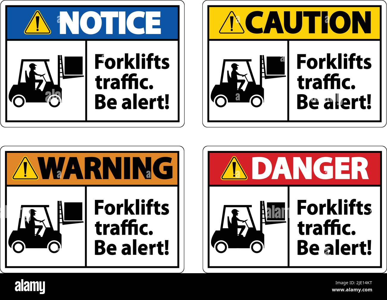 Forklift Traffic Be Alert Sign On White Background Stock Vector Image ...