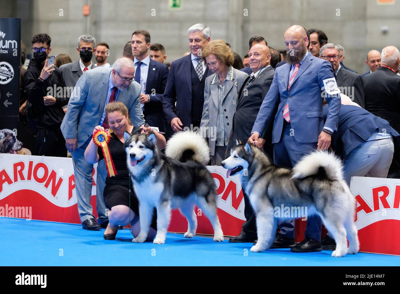 (C) Queen Sofia of Spain seen during the inauguration of the World Dog