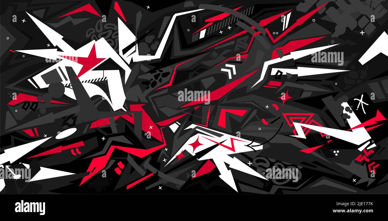 Dark Black Abstract Flat Urban Street Art Graffiti Style Vector