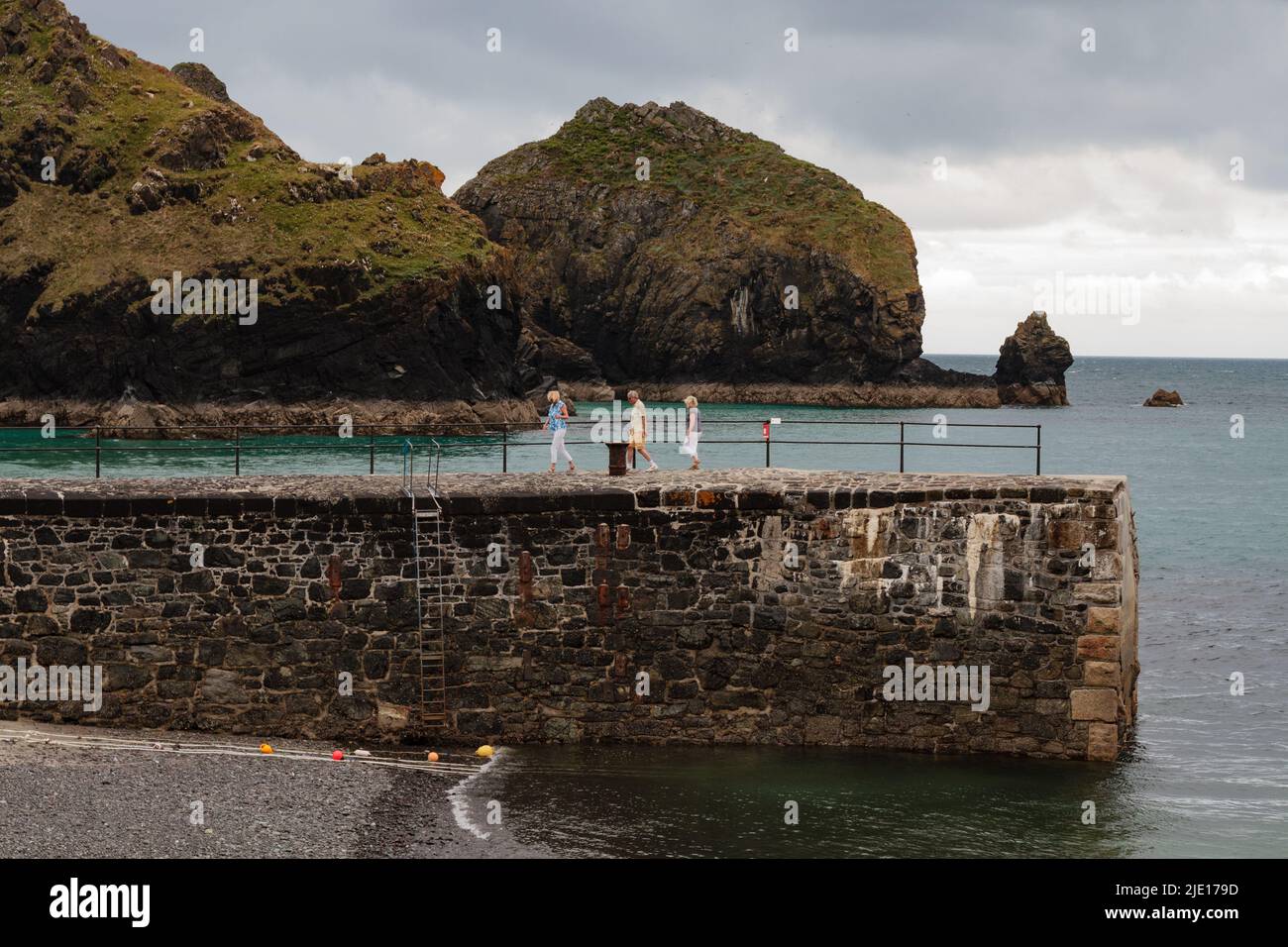 View of Mullion Cove Harbour, Cornwall on a June morning Stock Photo