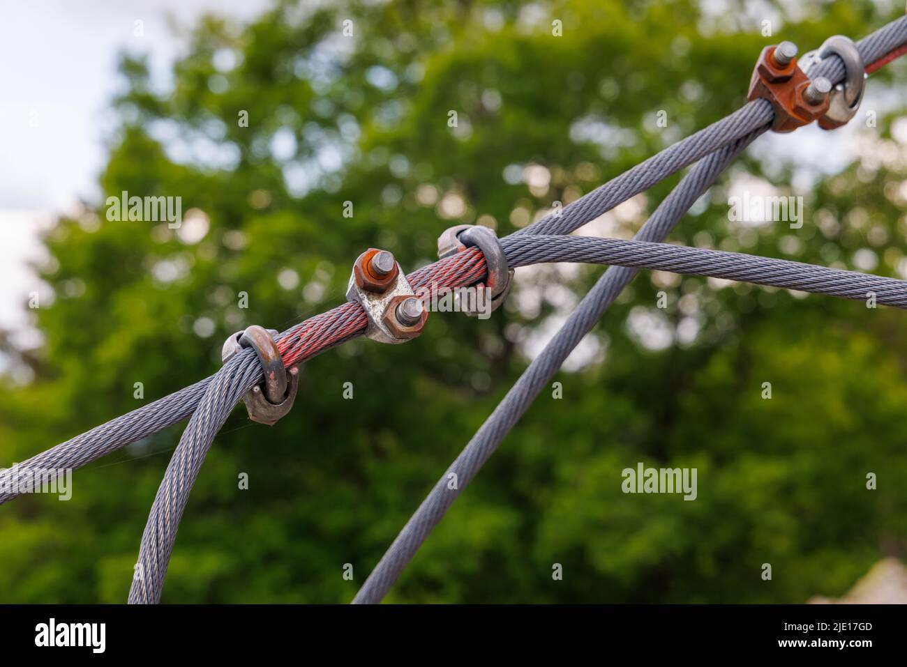 Reliable strong metal cable with connecting fastening with bolts and