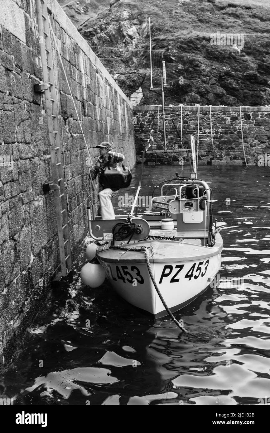 View of Mullion Cove Harbour, Cornwall on a June morning Stock Photo
