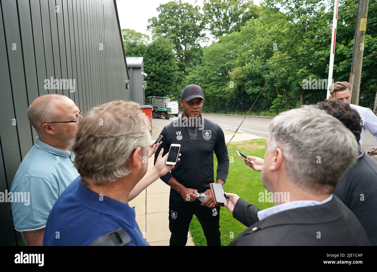 New Burnley manager Vincent Kompany following his first press conference at Barnfield Training Centre, Burnley. Picture date: Friday June 24, 2022. Stock Photo