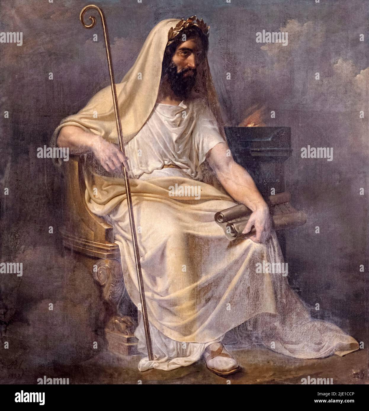 Numa Pompilius (753-672BC) second king of Rome. Photograph of a portrait by French painter Merry-Joseph Blondel (1781-1853) painted in 1828. Stock Photo